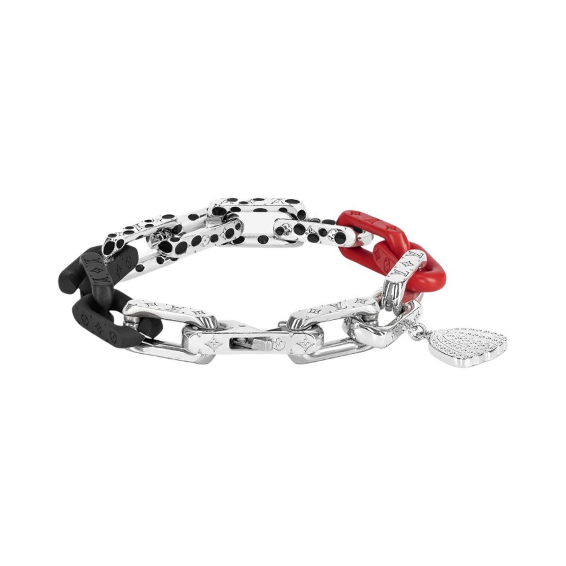 루이비통 x 야요이 쿠사마 모노그램 체인 브레이슬릿 블랙 레드(Louis Vuitton x YK Monogram Chain Bracelet Black Red) - 2