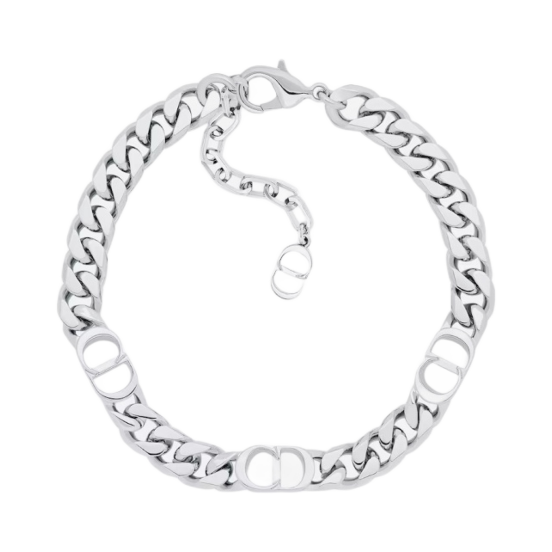 B1446HOMMT-D000 Dior CD Icon Thin Chain Link Bracelet Silver Finish Brass