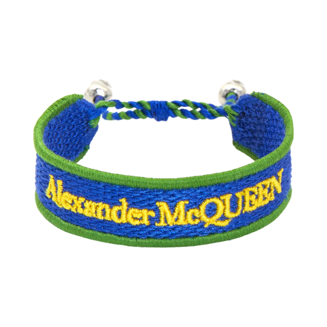 7496921AAN14480 Alexander McQueen Logo Embroidered Bracelet Blue