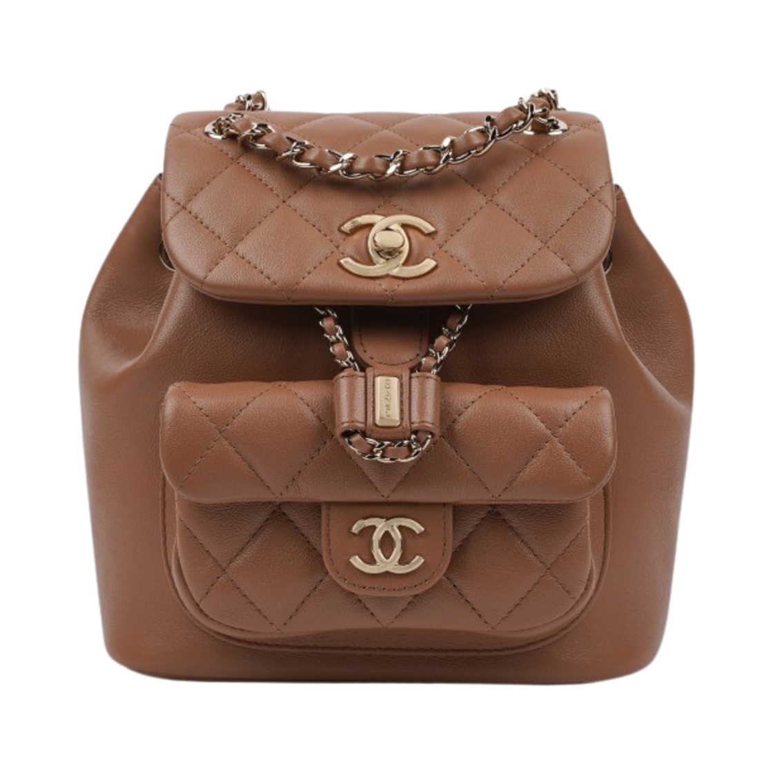 샤넬 스몰 백팩 카프스킨 & 골드 메탈 카멜