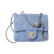 Chanel Mini Flap Bag Denim & Gold Blue