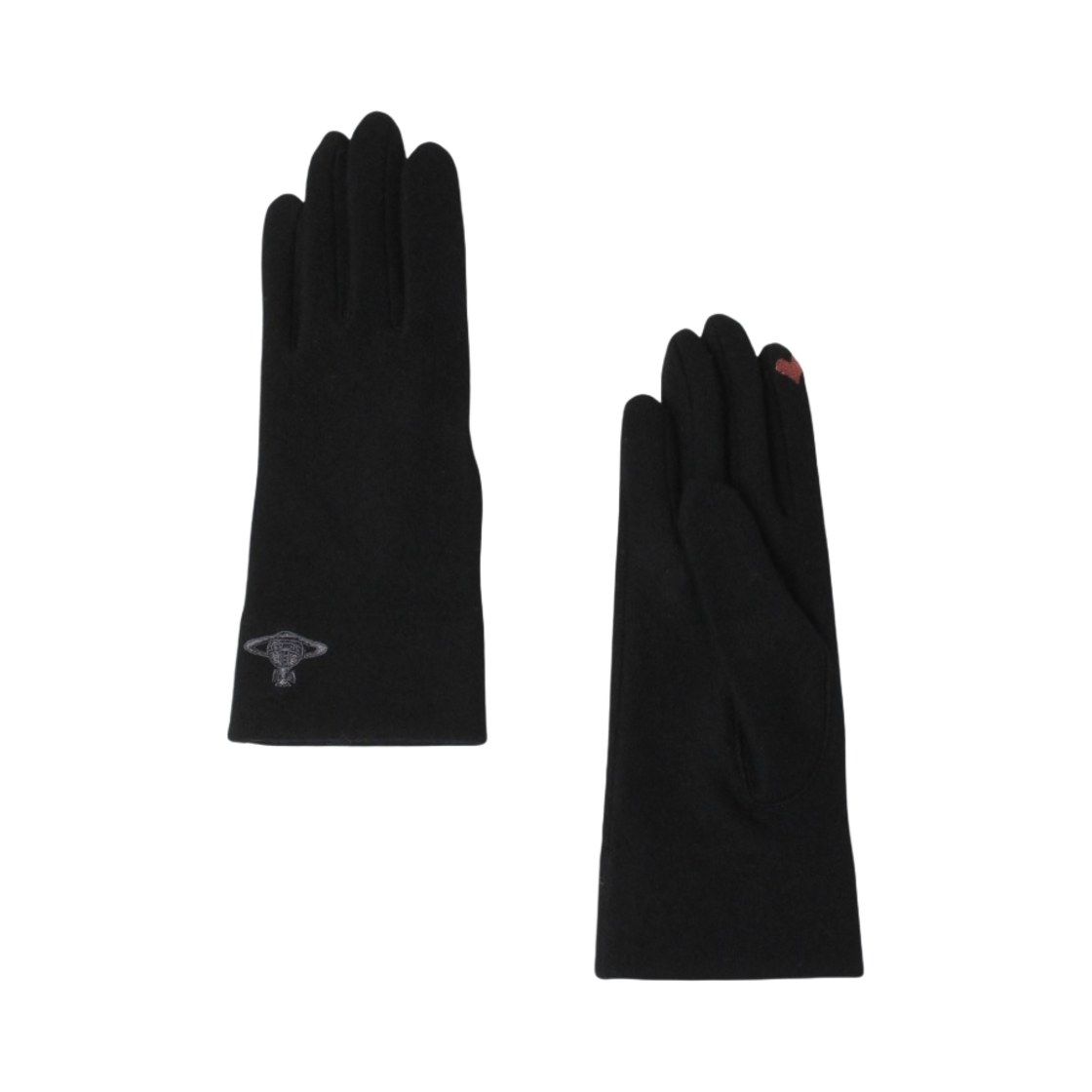 (W) 비비안 웨스트우드 오브 자수 베이직 글러브 블랙((W) Vivienne Westwood Orb Embroidery Basic Gloves Black) - 1