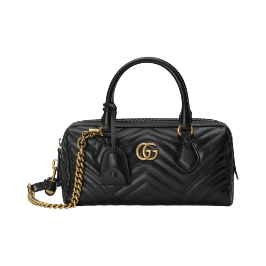 746319-AABZB-1000 Gucci GG Marmont Small Top Handle Bag Black Leather