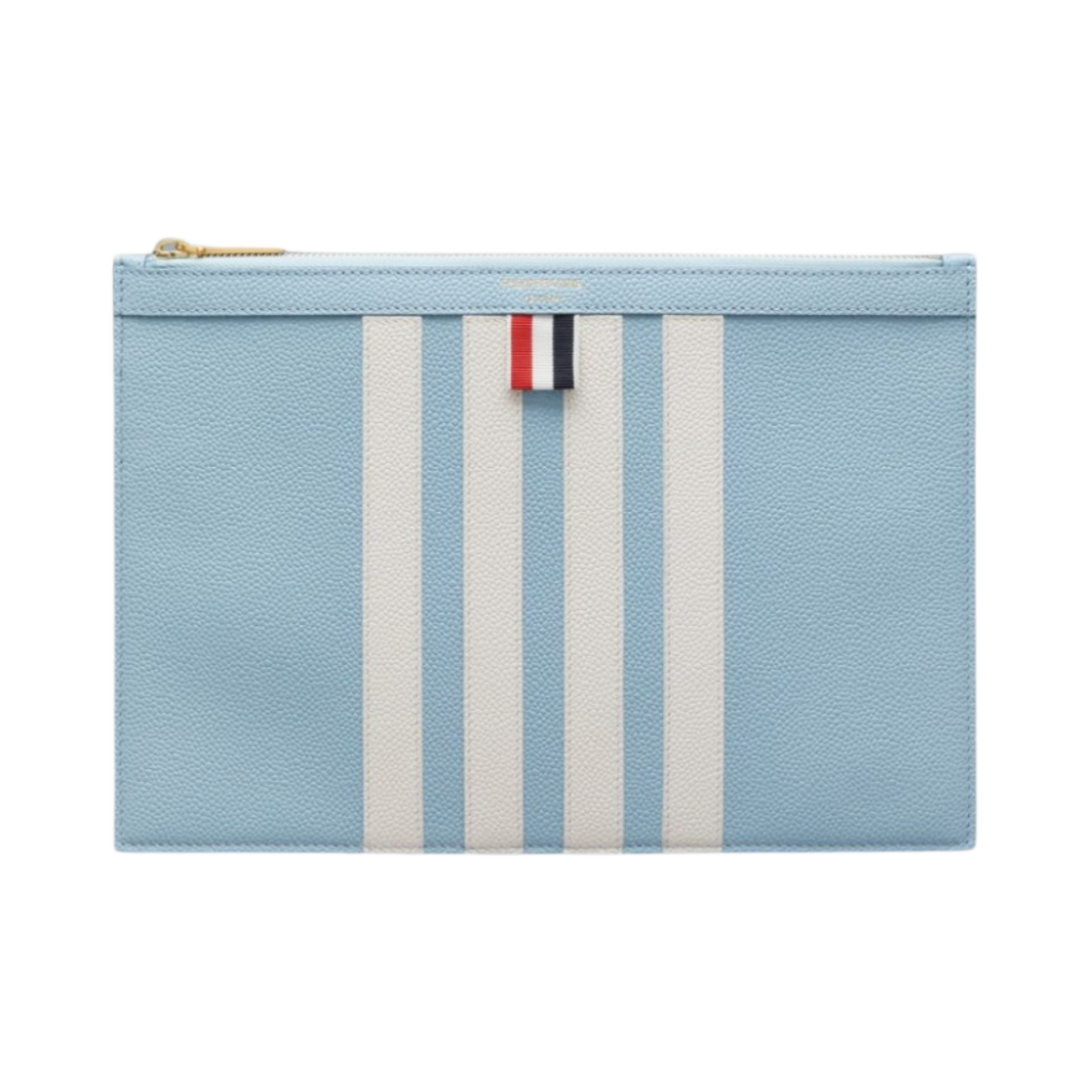 MAC114A-00198-463 Thom Browne Pebbled Grain Leather 4-Bar Applique Small Document Holder Blue