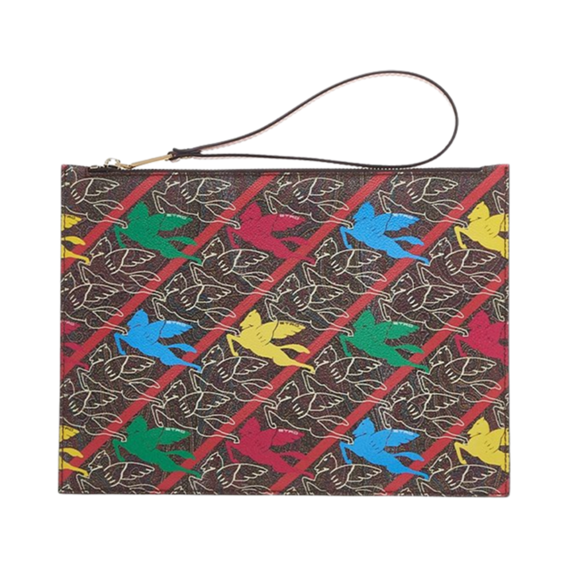 1N46026408000 Etro Paisley Pegasus Clutch Brown Multicolour