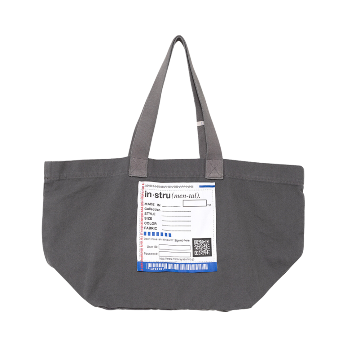 I12BG701-DARKGRAY Maison Mihara Yasuhiro Big Name Tote Bag Dark Gray