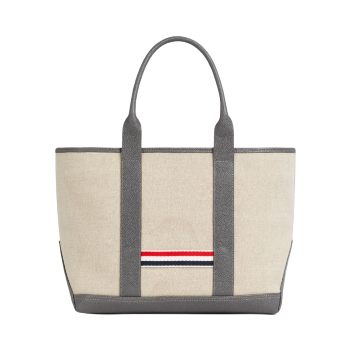 톰브라운 헤비 리넨 레더 핸들 스몰 툴 토트백 라이트 그레이(Thom Browne Heavy Linen Leather Handle Small Tool Tote Light Grey) - 1