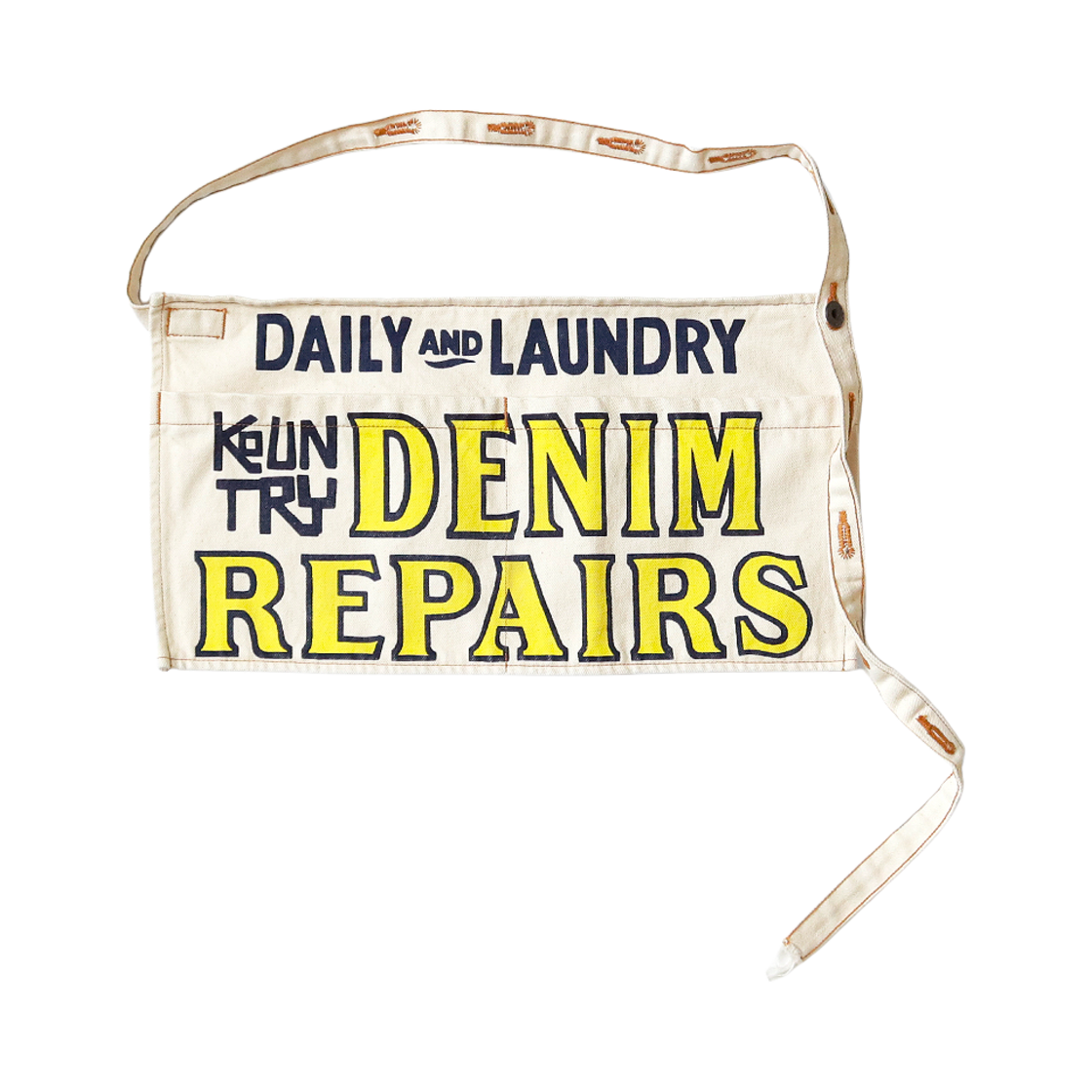 EK-1595XG Kapital 14 oz. White Denim Short Apron Denim Repairs Pt Kinari