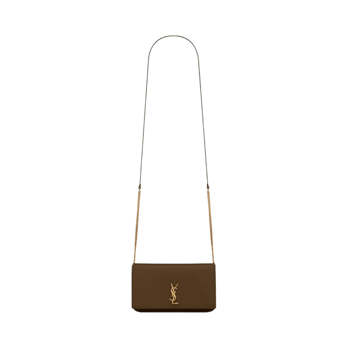 생로랑 카산드라 폰 홀더 스트랩 스무스 레더 마론 글라세(Saint Laurent Cassandre Phone Holder With Strap in Smooth Leather Marron Glace) - 1