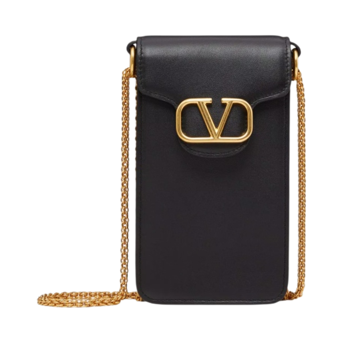 발렌티노 로코 카프스킨 체인 폰 케이스 블랙(Valentino Loco Calfskin Phone Case With Chain Black) - 1