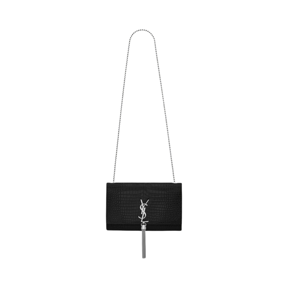 생로랑 케이트 미디움 체인 백 태슬 엠보스 크로커다일 샤이니 레더 블랙(Saint Laurent Kate Medium Chain Bag With Tassel In Embossed Crocodile Shiny Leather Black) - 1