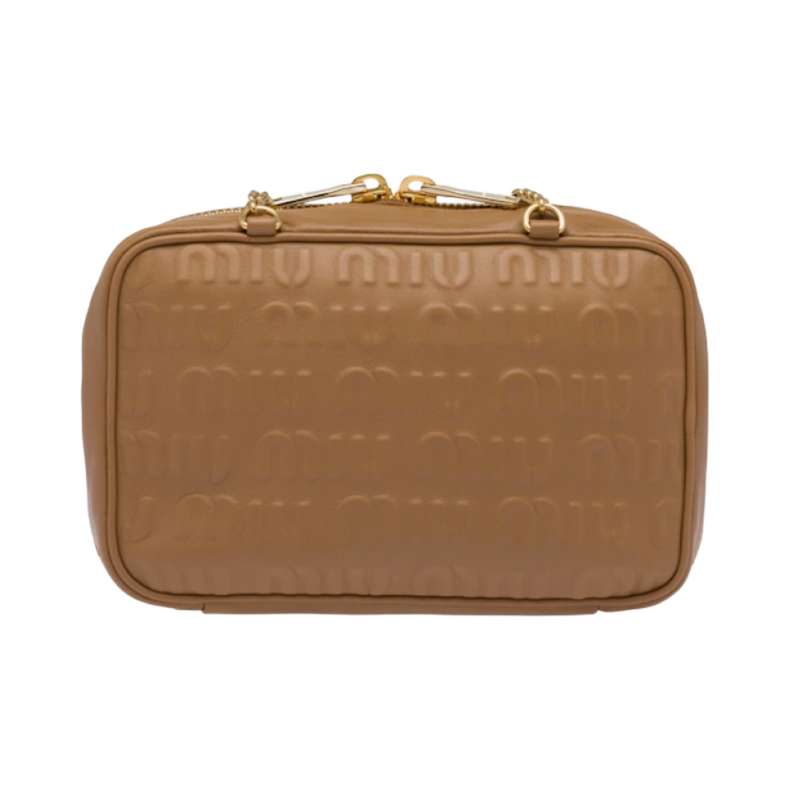 미우 미우 엠보스 로고 레더 탑 핸들백 카라멜(Miu Miu Embossed Logo Leather Top Handle Bag Caramel) - 3