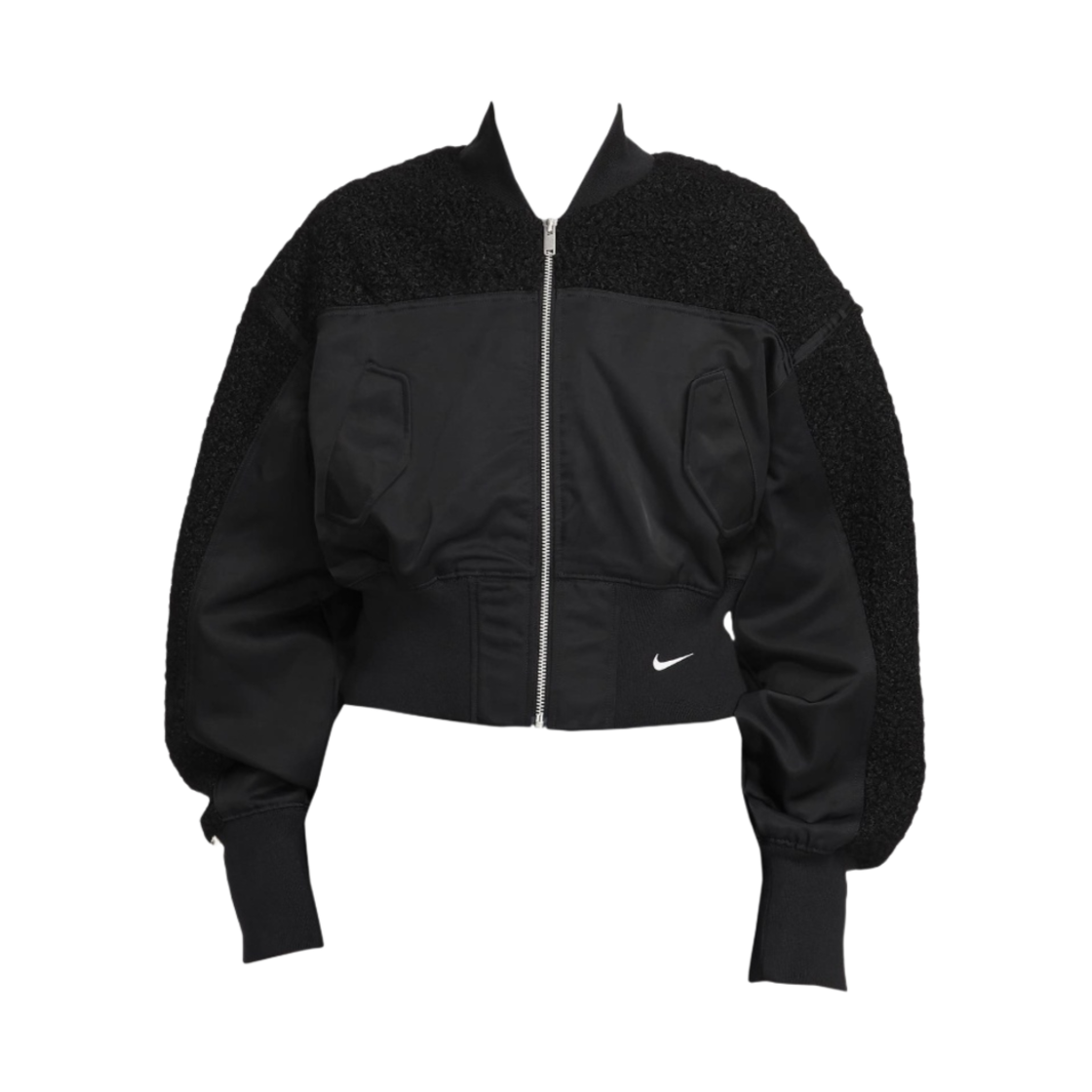 FB8779-010 (W) Nike NSW High-Pile Fleece Bomber Jacket Black - Asia