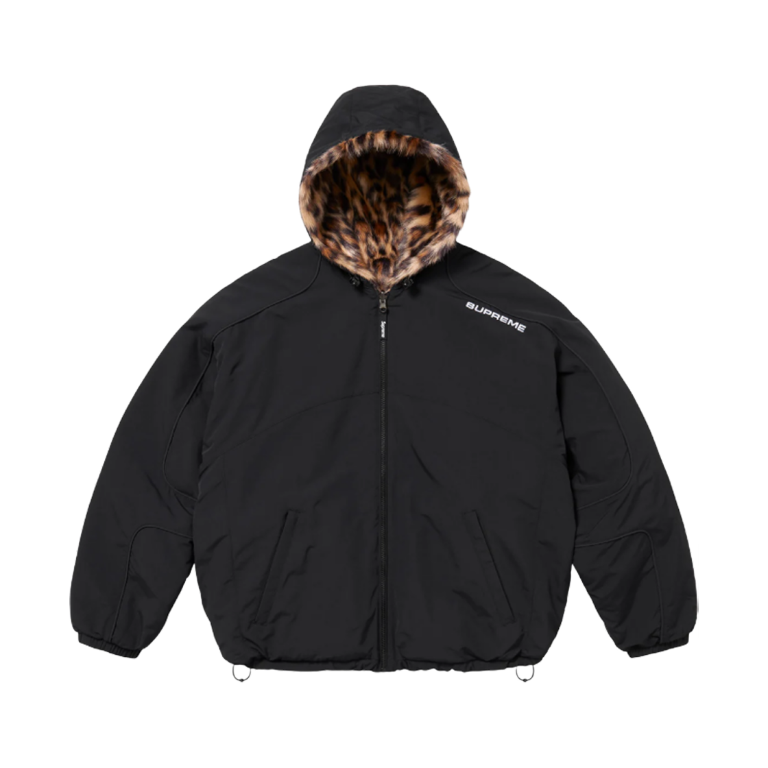 - Supreme Faux Fur Reversible Hooded Track Jacket Black - 25SS