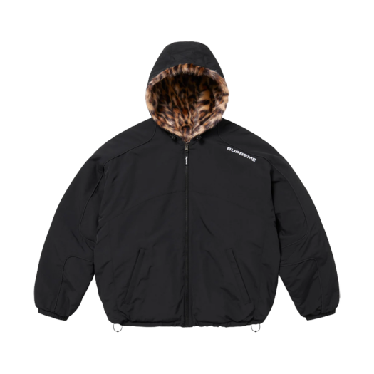 Supreme Faux Fur Reversible Hooded Track Jacket Black - 25SS