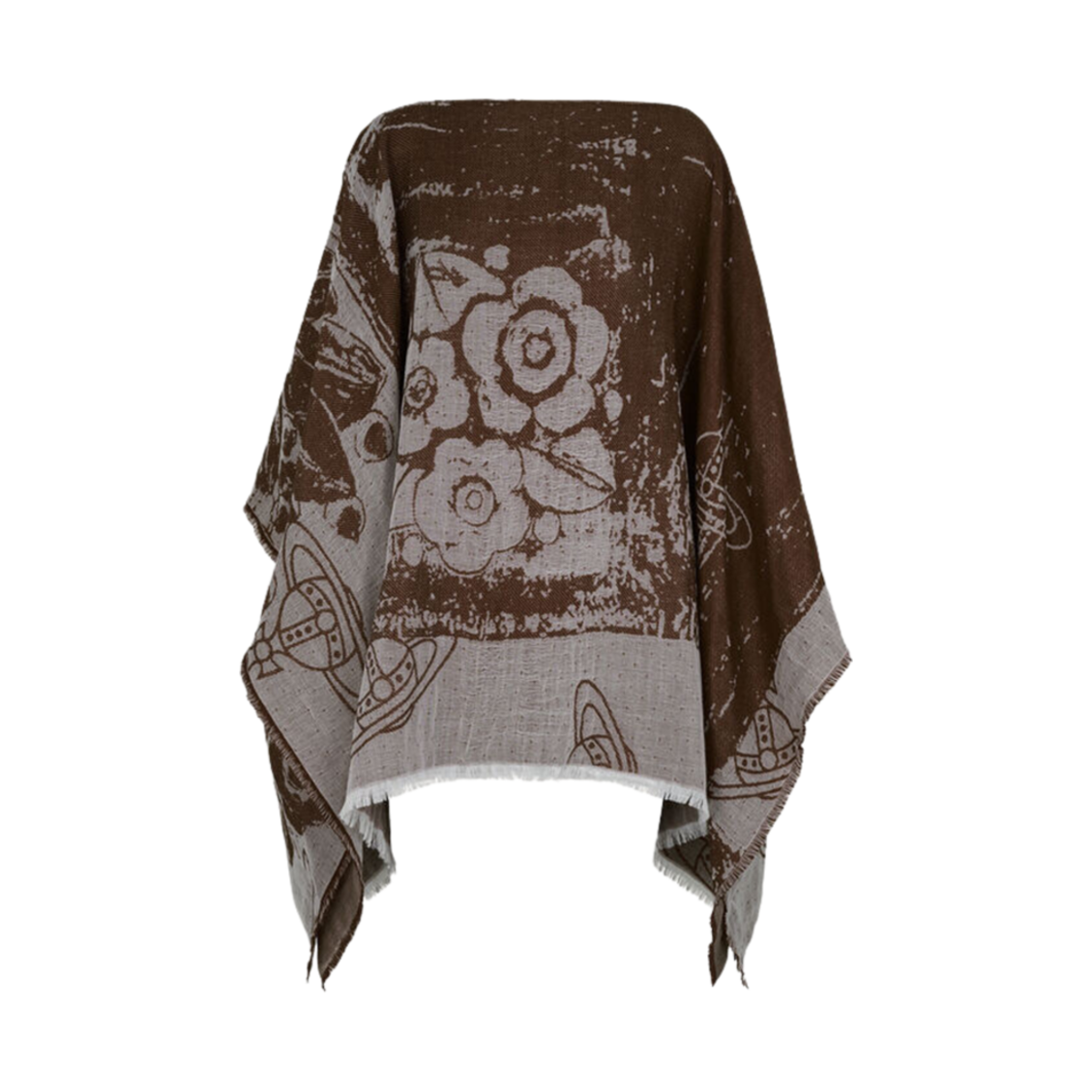 81070011-W00KG-D409 Vivienne Westwood Composition Poncho Tobacco