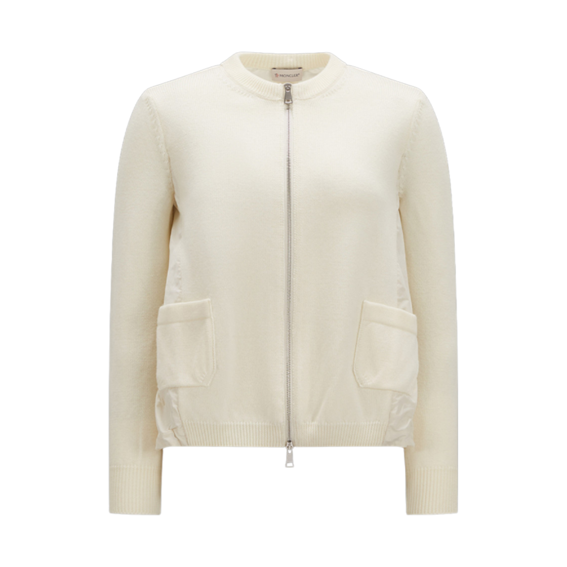 (W) 몽클레르 울 & 태피터 가디건 화이트 - 23FW((W) Moncler Wool & Taffeta Cardigan White - 23FW)
