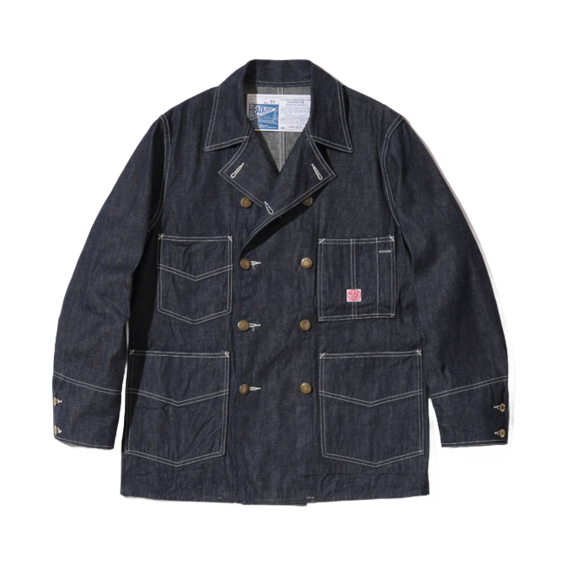 HD15002 Sugar Cane Headlight 9.5 oz. Special Weave Denim Double Breasted Coat One Wash