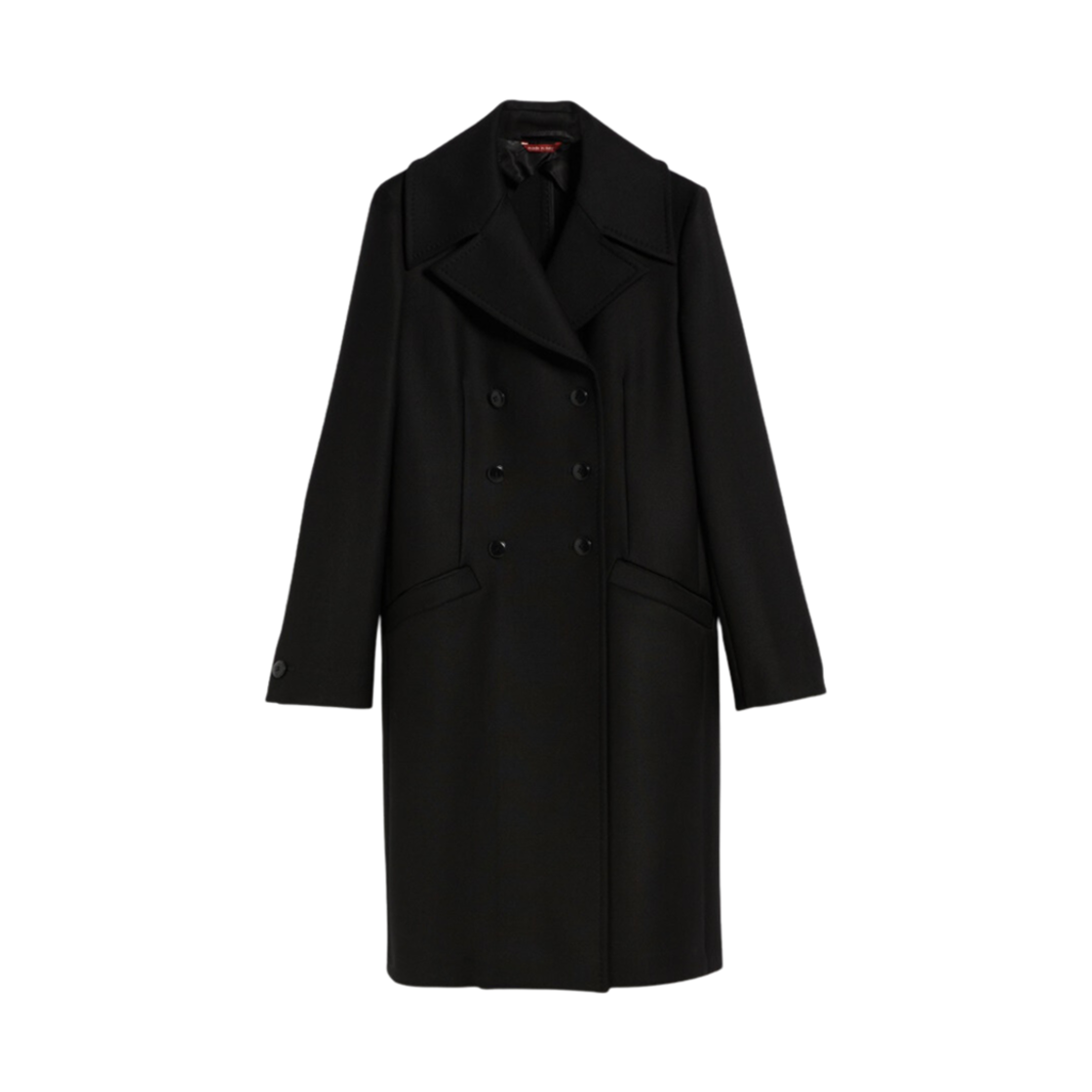 (W) 막스마라 테마 더블 브레스티드 울 블렌드 코트 블랙((W) Max Mara Tema Double Breasted Wool-Blend Coat Black) - 1