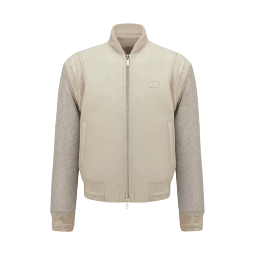 513L434A0700-C081 Dior CD Icon Varsity Jacket Beige