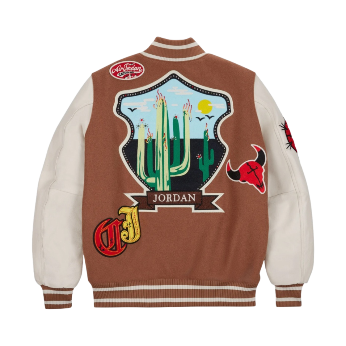 조던 x 트래비스 스캇 바시티 자켓 앤티크 브라운 - 아시아(Jordan x Travis Scott Varsity Jacket Antique Brown - Asia) - 2