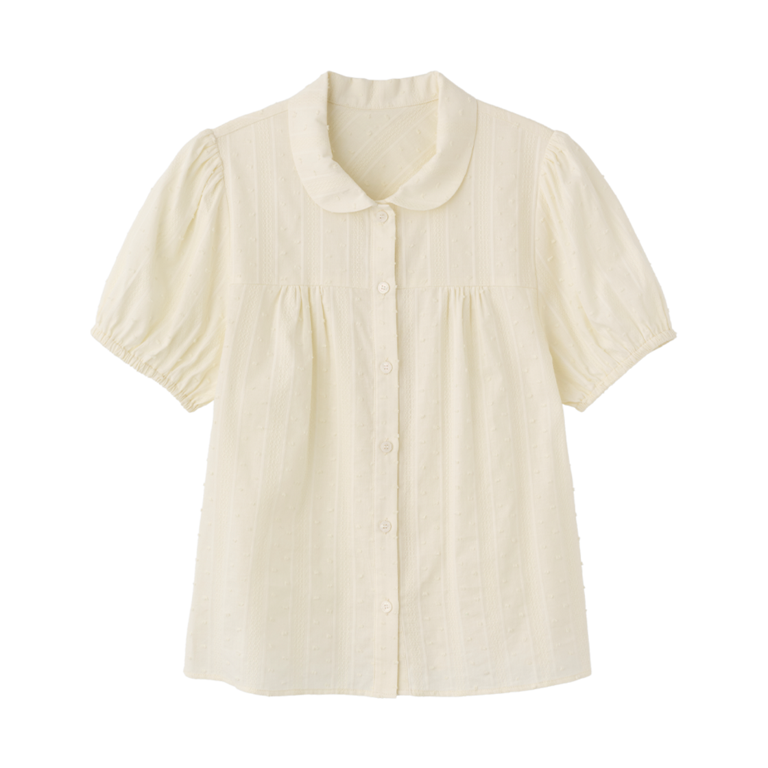 제너럴아이디어 우먼 라운드 카라 퍼프 블라우스 크림(General Idea Woman Round Collar Puff Blouse Cream)