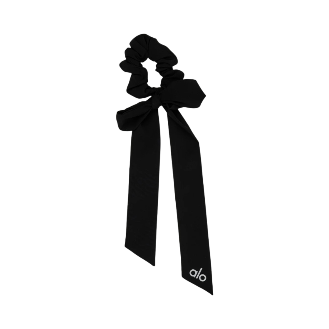 (W) 알로 요가 러브 노트 타이 스크런치 블랙((W) Alo Yoga Love Knots Tie Scrunchie Black)