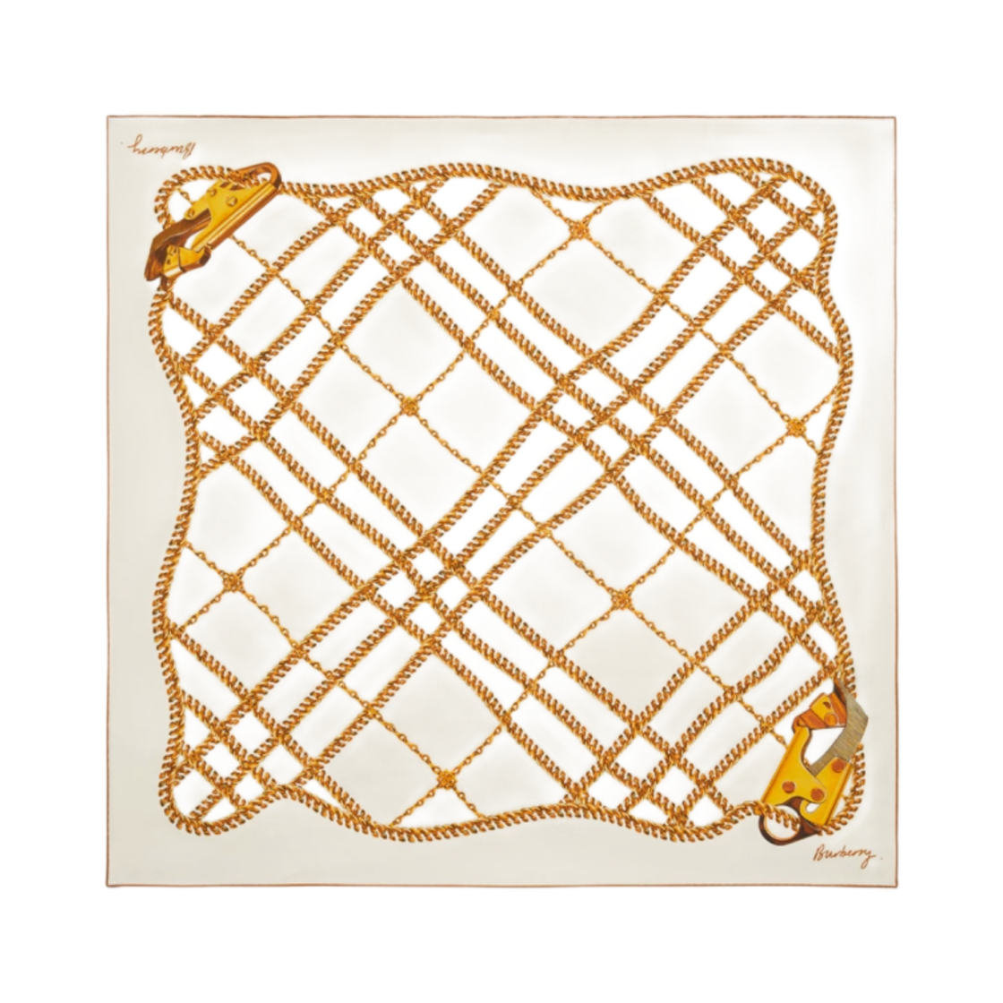 8088160 Burberry Chain Check Silk Scarf Gold