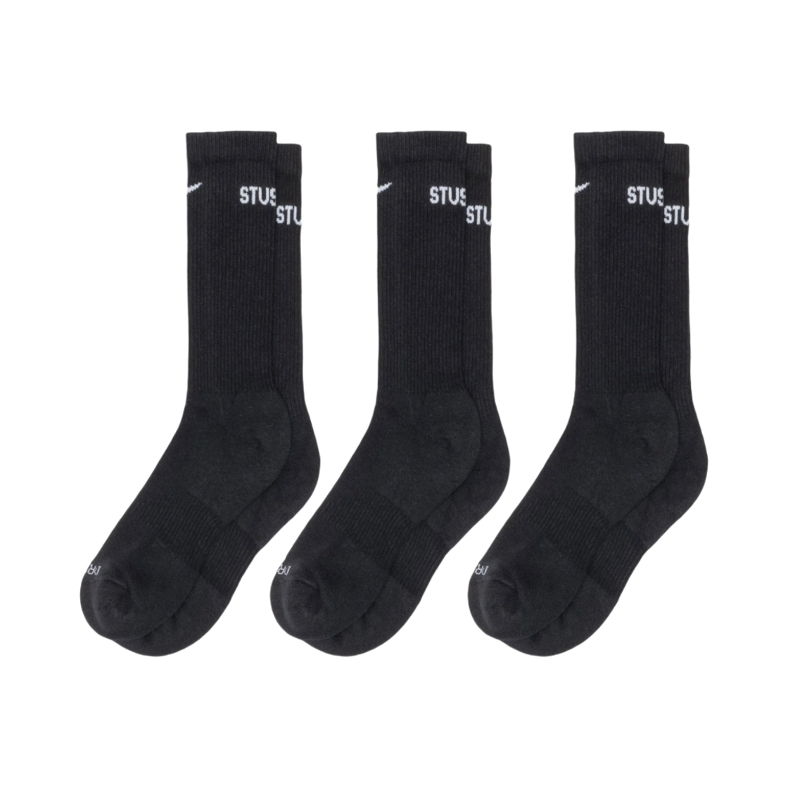 나이키 x 스투시 에브리데이 플러스 쿠션드 크루 삭스 블랙 (3개입)