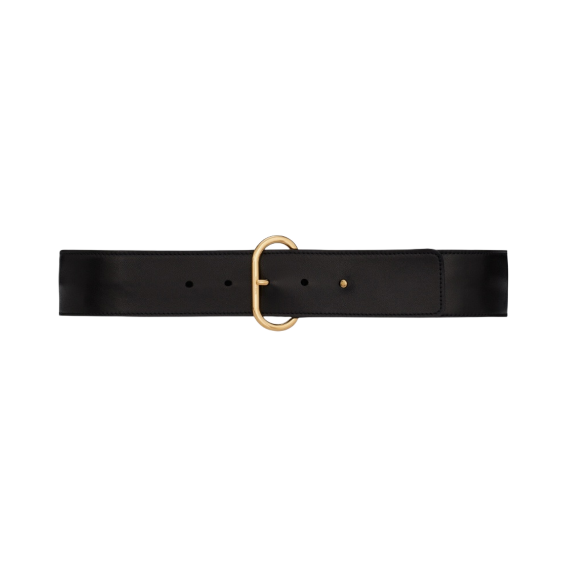 (W) 생로랑 오벌 버클 벨트 래커드 레더 블랙((W) Saint Laurent Oval Buckle Belt in Lacquered Leather Black) - 1