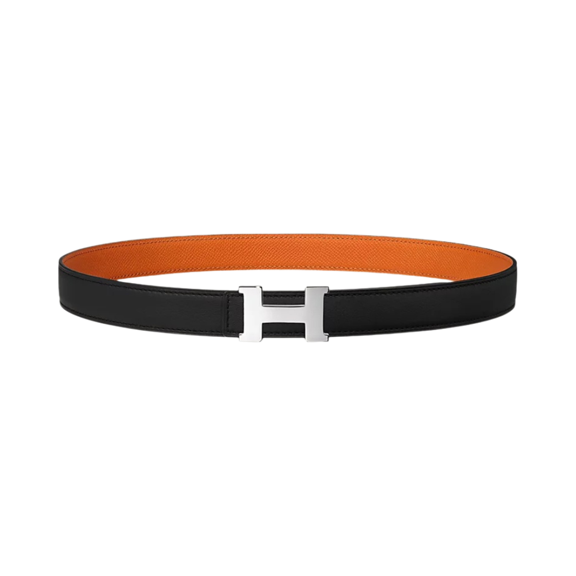 (W) 에르메스 미니 콘스탄스 벨트 버클 & 리버서블 가죽 스트랩 24mm & 실버 누아 오랑쥬((W) Hermes Mini Constance Belt Buckle & Reversible Leather Strap 24mm & Silver Noir Orange) - 1