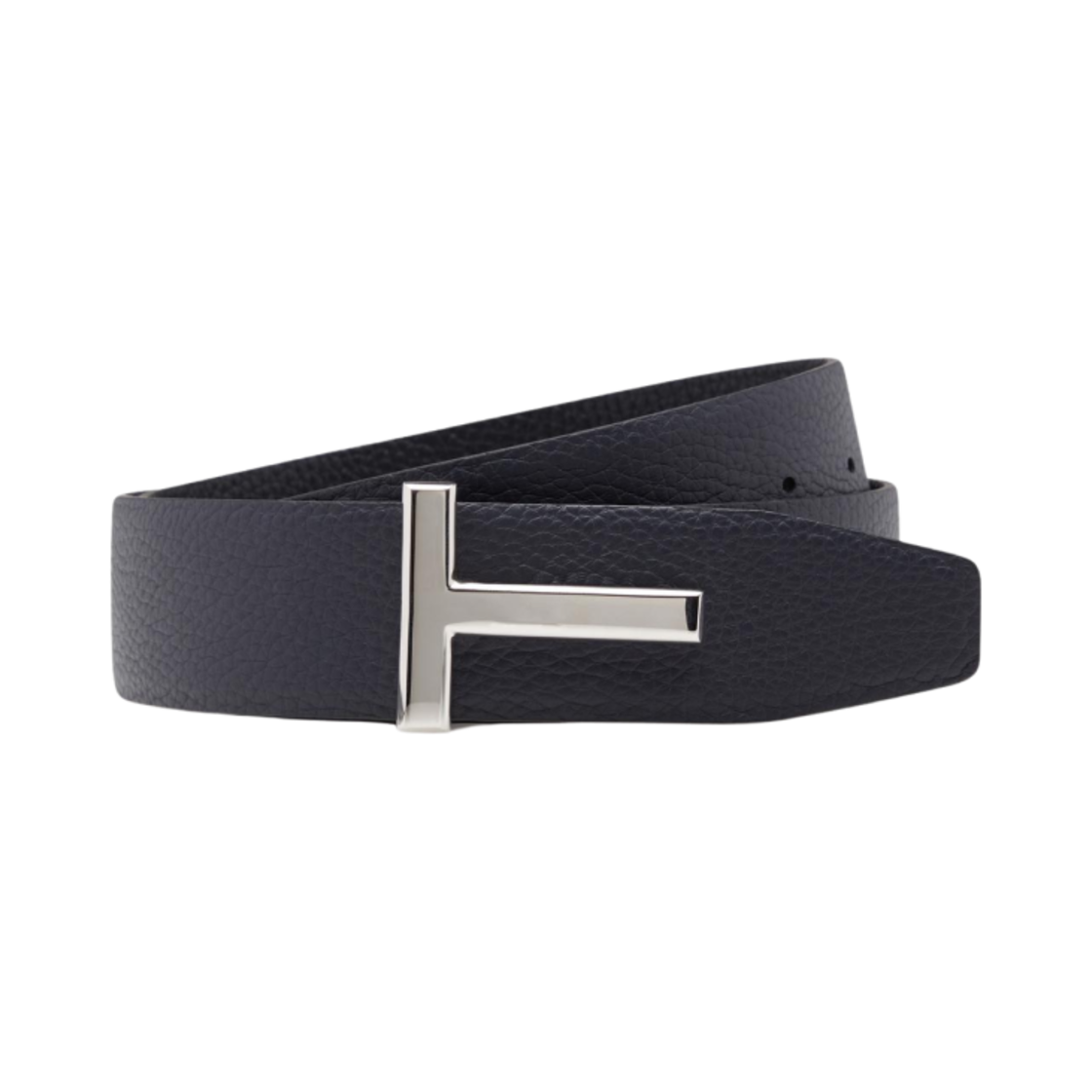 톰포드 소프트 그레인 레더 T 아이콘 벨트 다크 네이비 블랙(Tom Ford Soft Grain Leather T Icon Belt Dark Navy Black) - 1