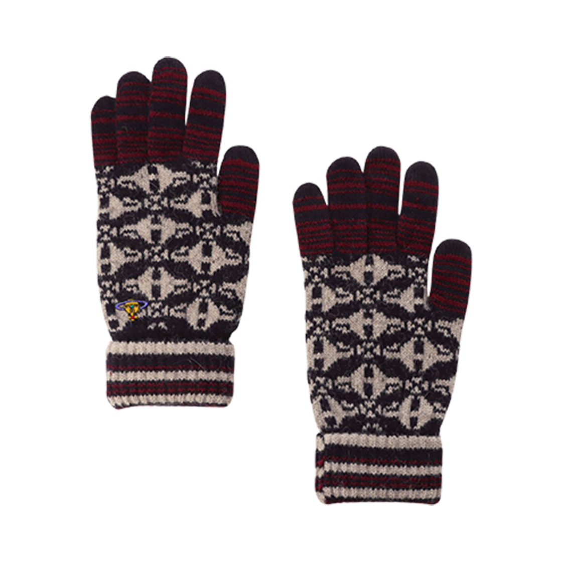 4121VW241 (W) Vivienne Westwood Mud Orb Knitted Gloves Navy