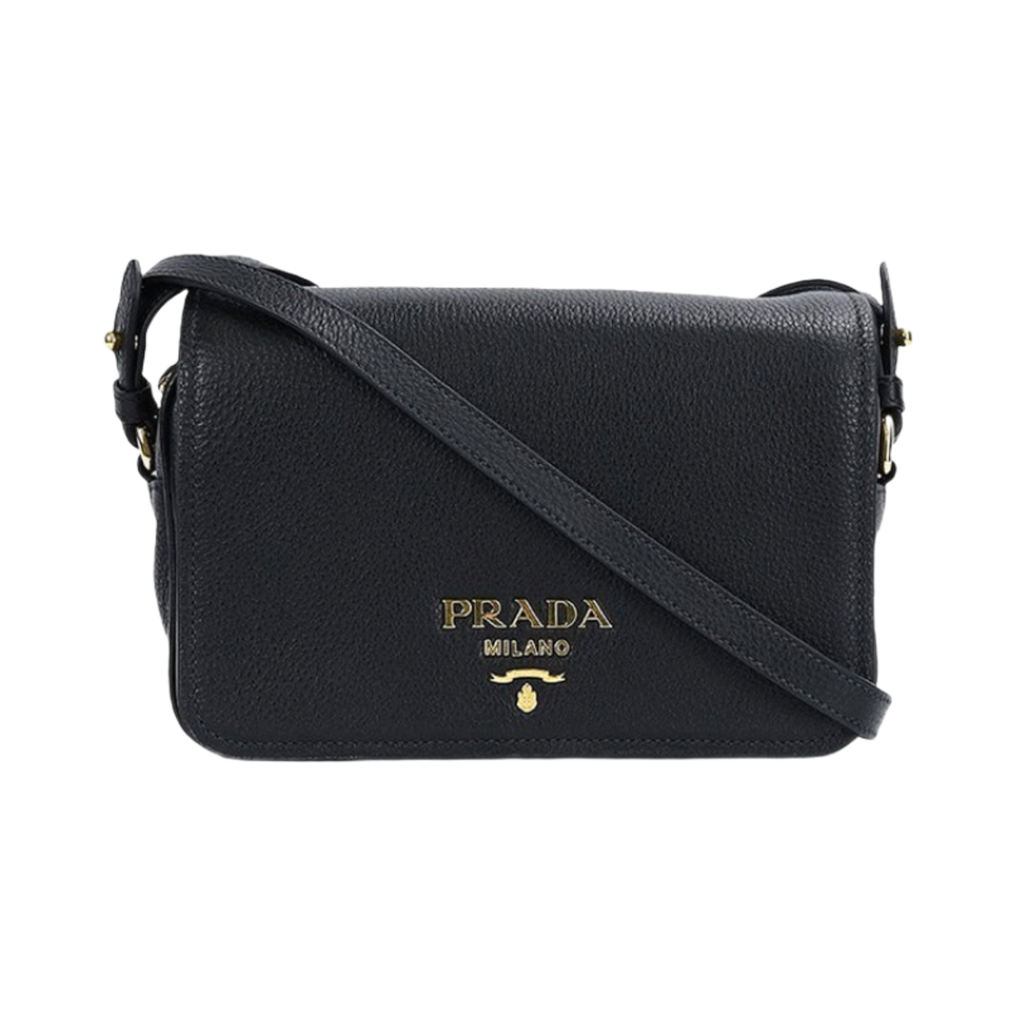 1BD163-2E8K-F0002 Prada Vitello Phenix Flap Crossbody Bag Black
