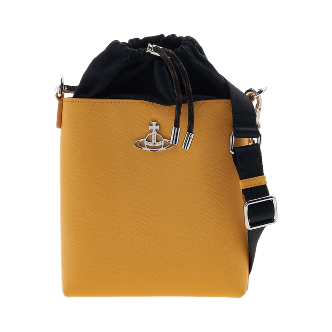 52040037-L001N-E401 Vivienne Westwood Saffiano Drawstring Crossbody Bag Yellow