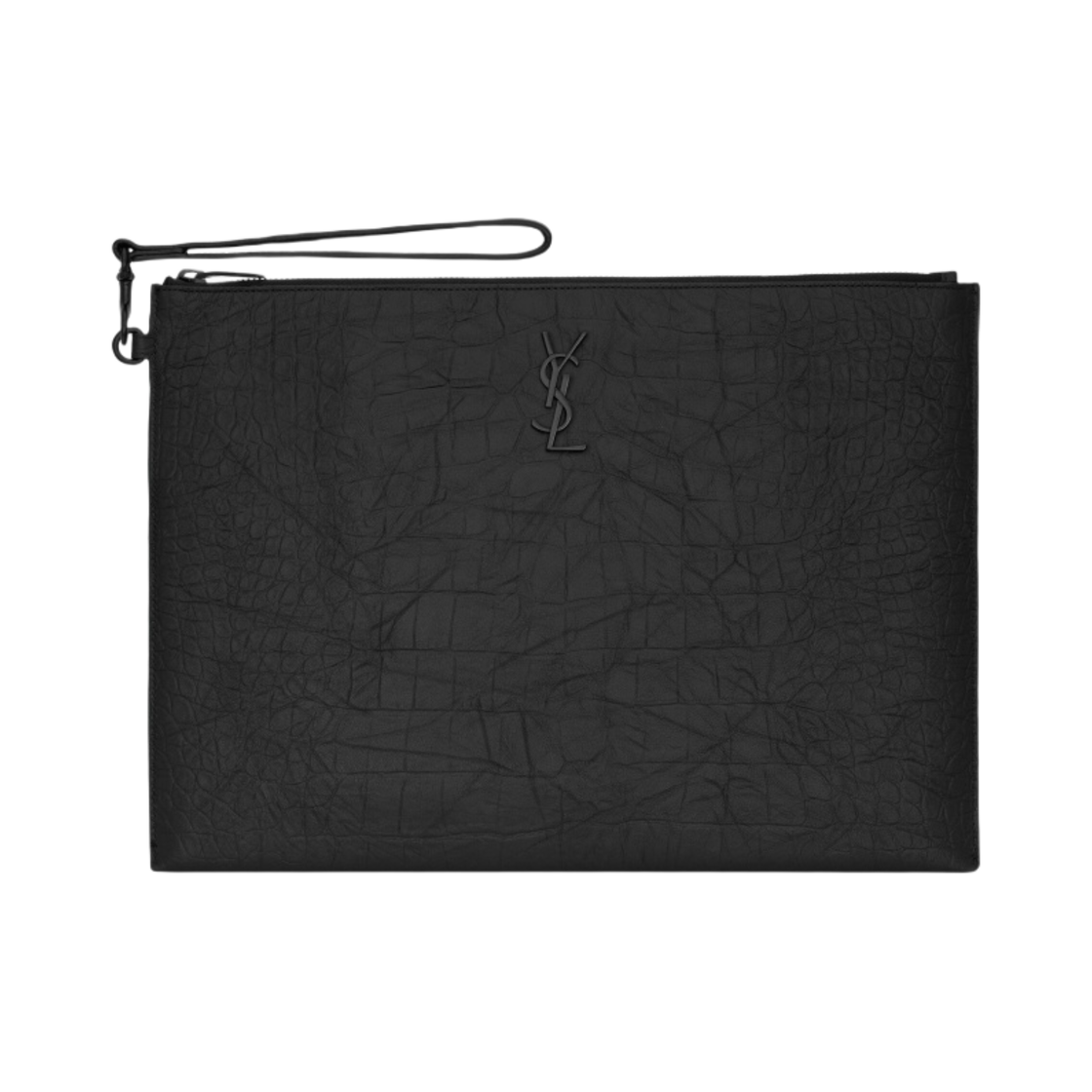 667691-C9H0U-1000 Saint Laurent Cassandre Document Holder in Crocodile-Embossed Leather Noir