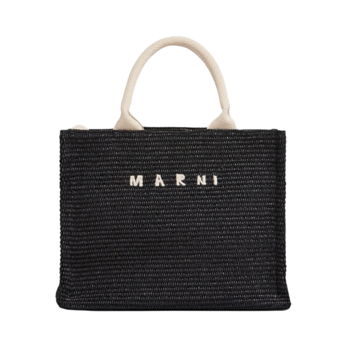 마르니 라피아 스몰 토트백 블랙 내츄럴(Marni Raffia Small Tote Bag Black Natural) - 1