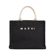 Marni Raffia Small Tote Bag Black Natural