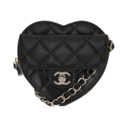Chanel Heart Belt Bag Lambskin & Gold Black