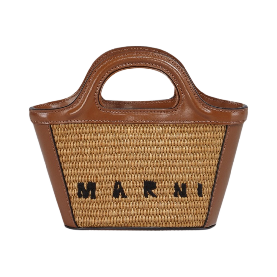 마르니 레더 & 라피아 트로피컬리아 마이크로백 로우 시에나 브라운(Marni Leather & Raffia Tropicalia Micro Bag Raw Sienna Brown)