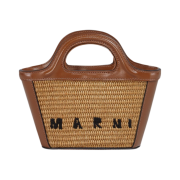 Marni Leather & Raffia Tropicalia Micro Bag Raw Sienna Brown