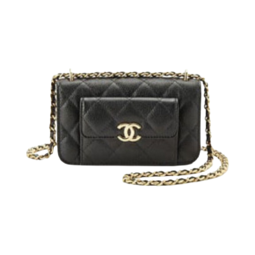 Chanel Clutch with Chain Grained Shiny Calfskin & Gold Black