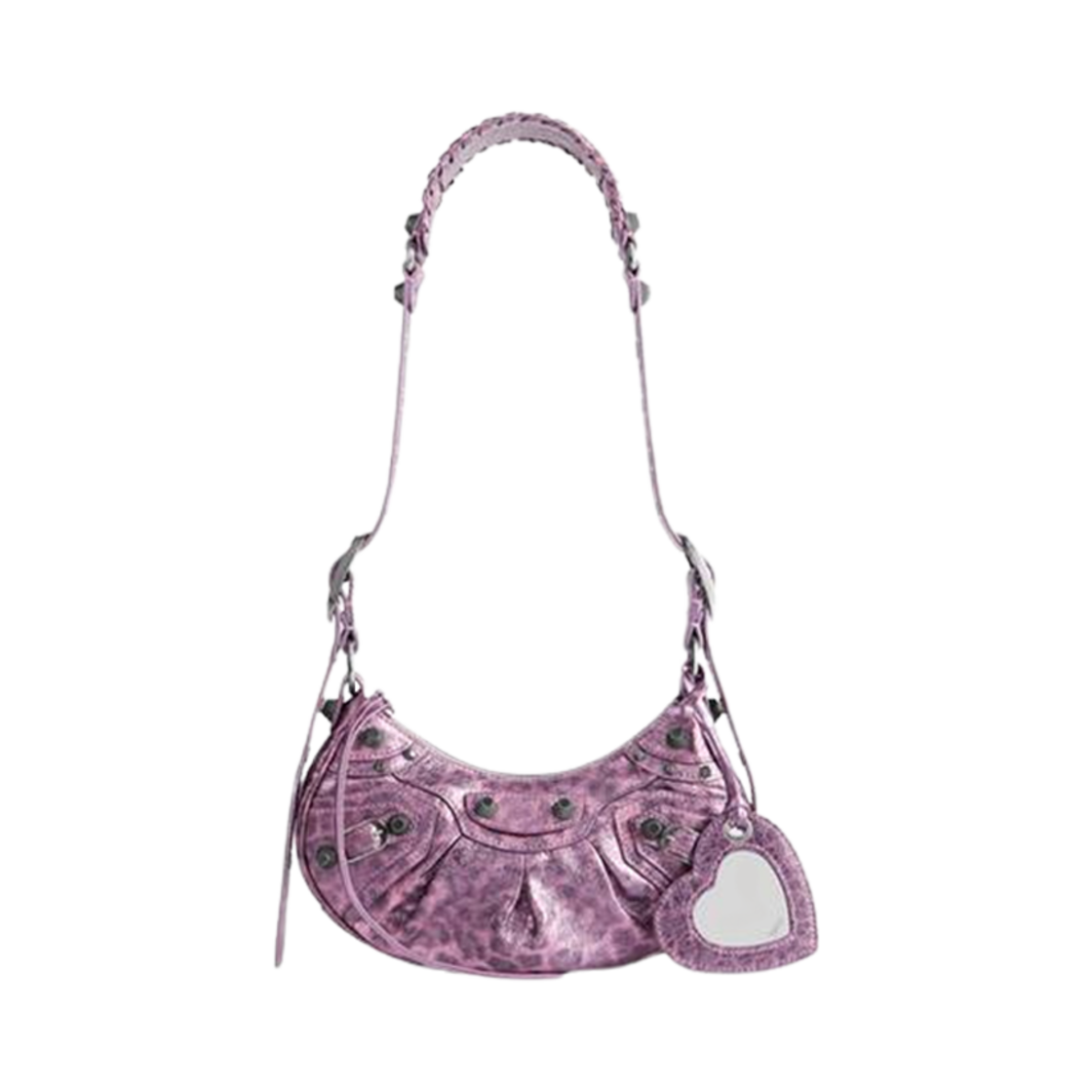 6713092AAV75651 Balenciaga Le Cagole Xs Shoulder Bag Metallized With Leopard Printin Pink
