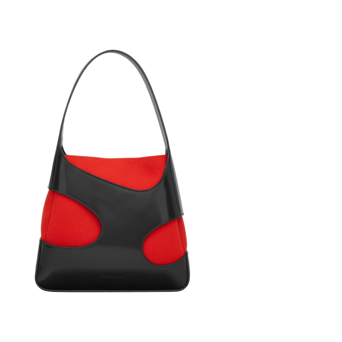 페라가모 스몰 숄더백 컷아웃 디테일링 블랙 플레임 레드(Ferragamo Small Shoulder Bag with Cut-Out Detailing Black Flame Red) - 1