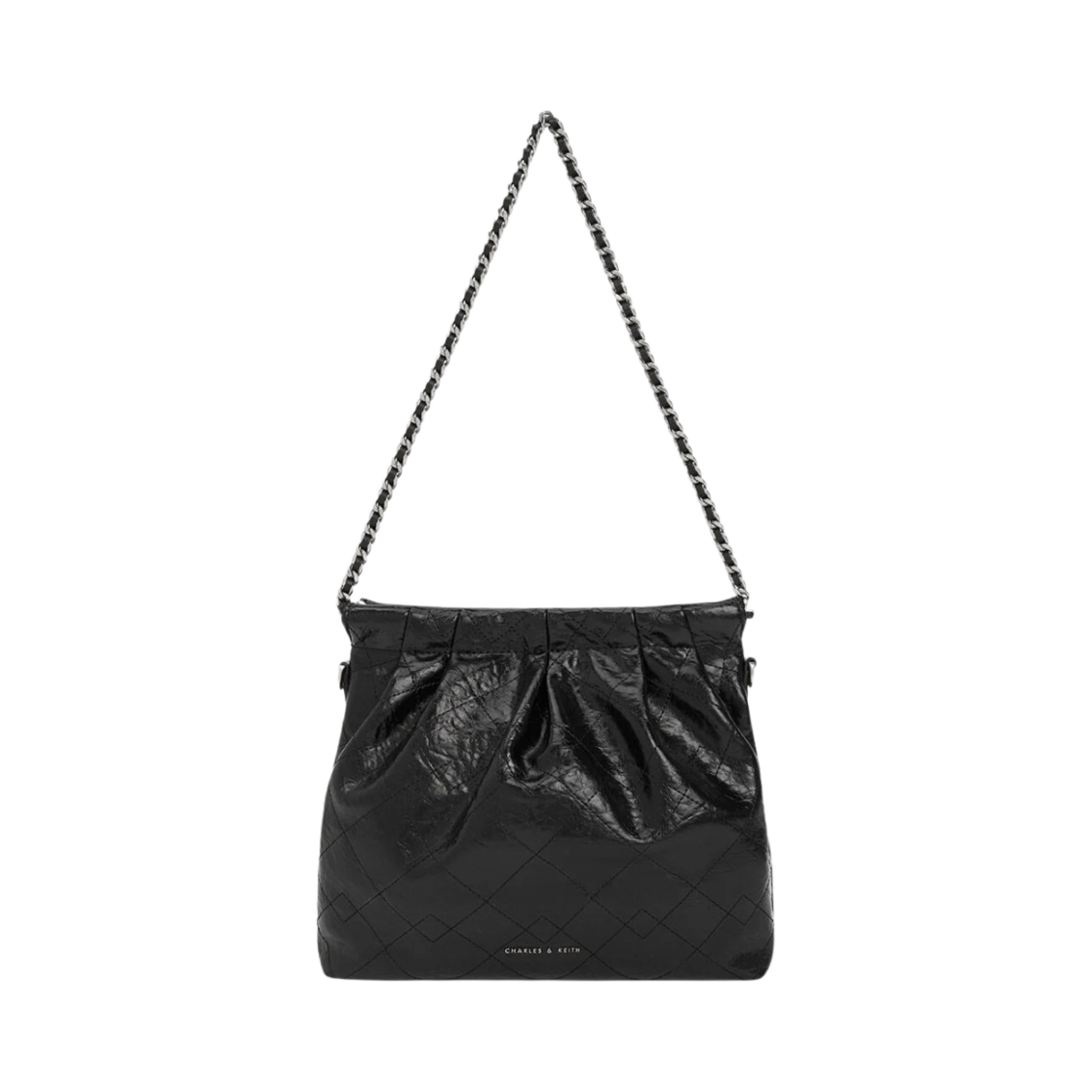 찰스앤키스 듀오 체인 핸들 미디움 숄더백 느와르(Charles & Keith Duo Chain Handle Medium Shoulder Bag Noir)