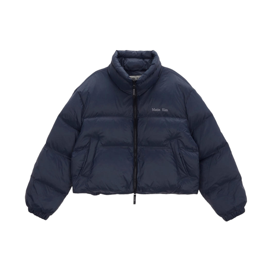 (W) 마뗑킴 하이 넥 클래식 크롭 퍼퍼 다운 점퍼 네이비((W) Matin Kim High Neck Classic Crop Puffer Down Jumper Navy)