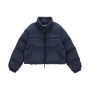 (W) Matin Kim High Neck Classic Crop Puffer Down Jumper Navy