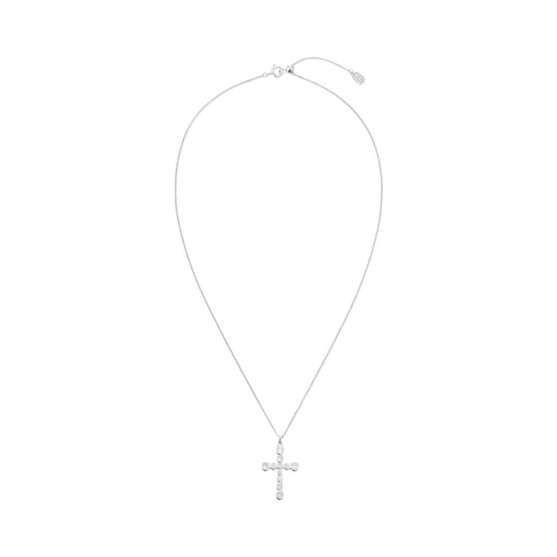 넘버링 라운드 브릴리언트 그라디언트 크로스 네클리스 화이트