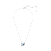 (W) Swarovski Dancing Swan Necklace Blue Rhodium Plated