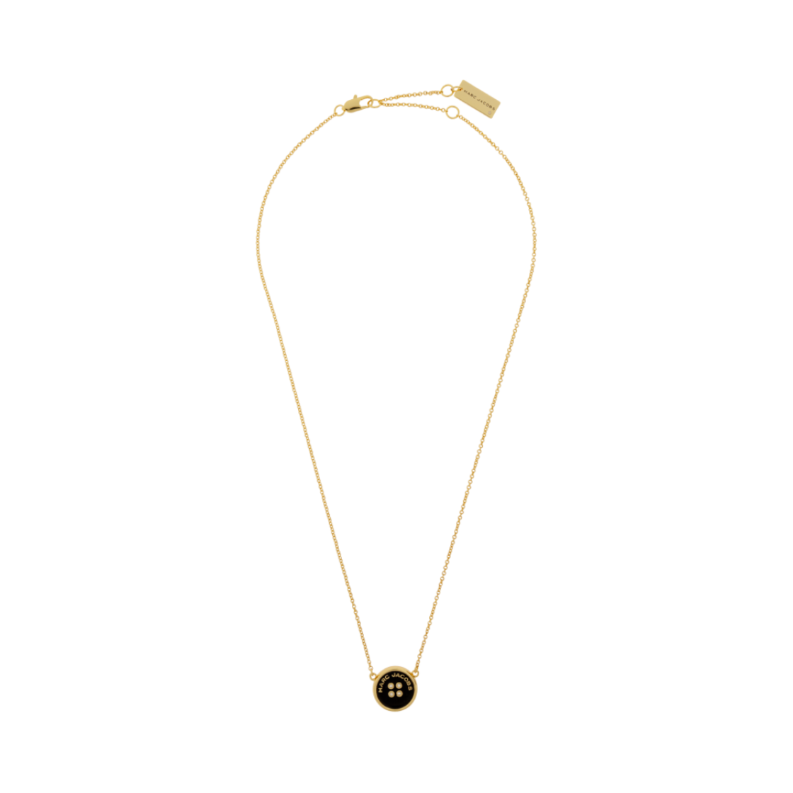 (W) 마크 제이콥스 더 버튼 펜던트 네클리스 골드 블랙((W) Marc Jacobs The Button Pendant Necklace Gold Black)